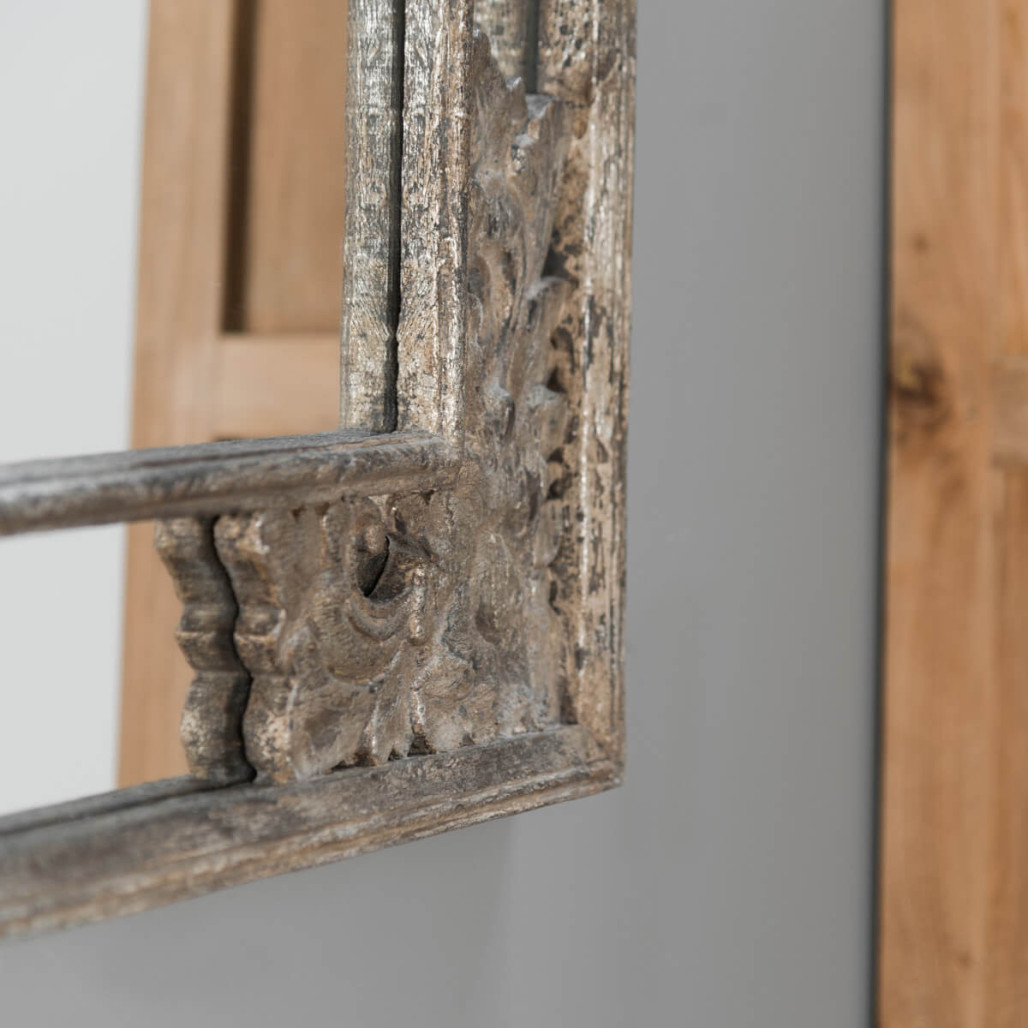 Espejo decorativo de madera con pátina Mathilde bronce 110 x 70 cm