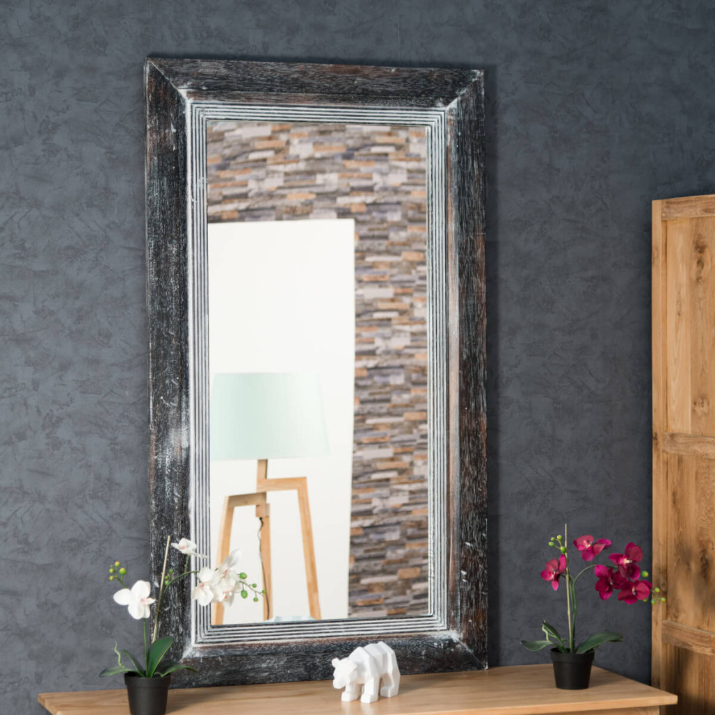 Espejo Venecia de madera con pátina lacada 140 x 80 cm Espejo Venecia de madera con pátina lacada 140 x 80 cm