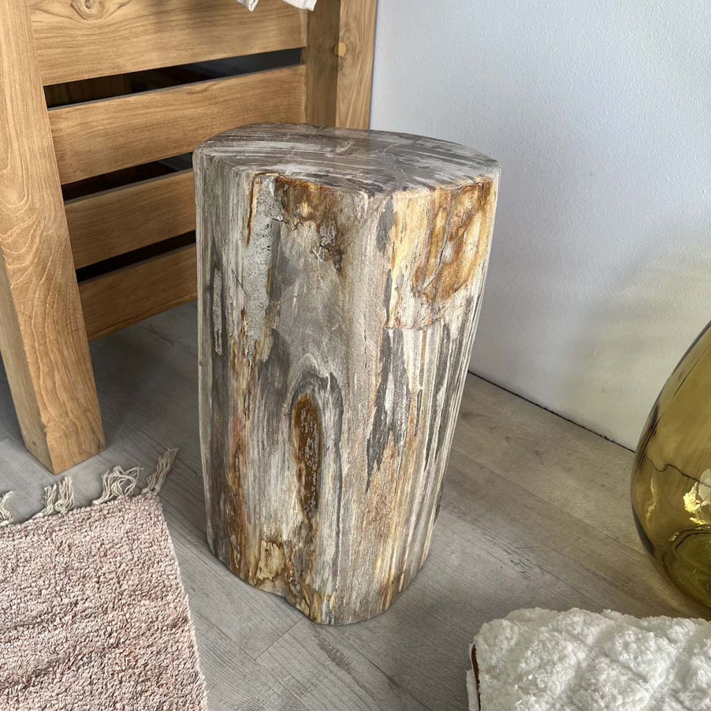 Puf Taburete de madera petrificada