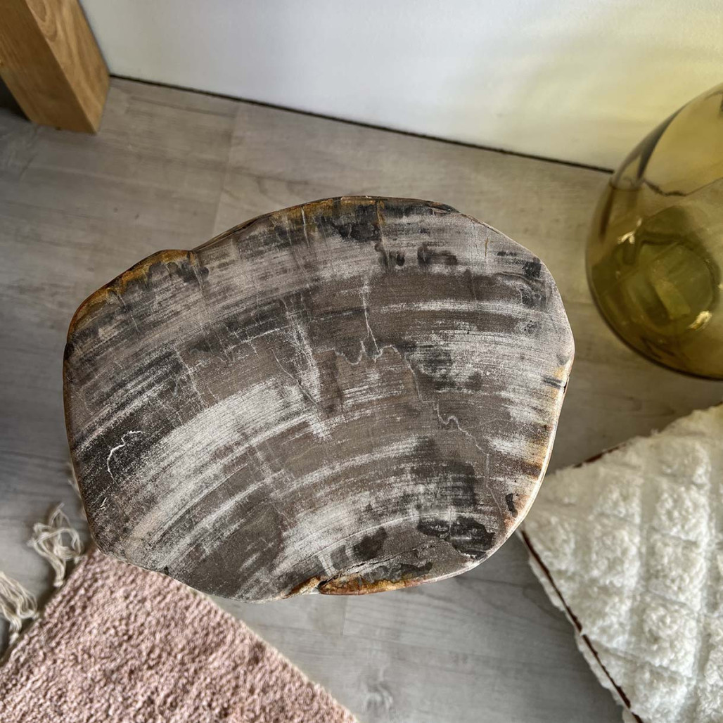 Puf Taburete de madera petrificada