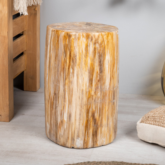 Mueble de madera : puf de madera fosilizado, 41 x 33 cm