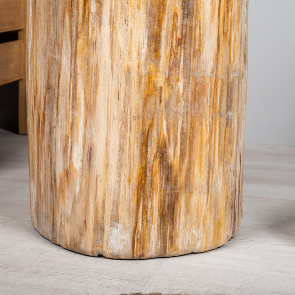 Mueble de madera : puf de madera fosilizado, 41 x 33 cm