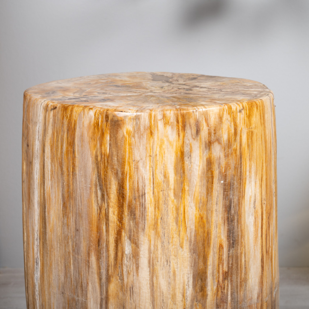 Mueble de madera : puf de madera fosilizado, 41 x 33 cm
