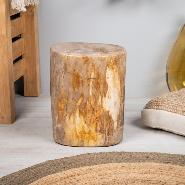 Puf de madera fosilizada 50 cm