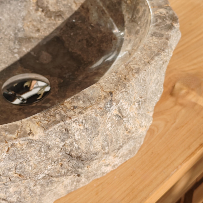 lavabo sobre encimera de mármol: Roca, rectángulo, gris, ancho: 35-40 cm