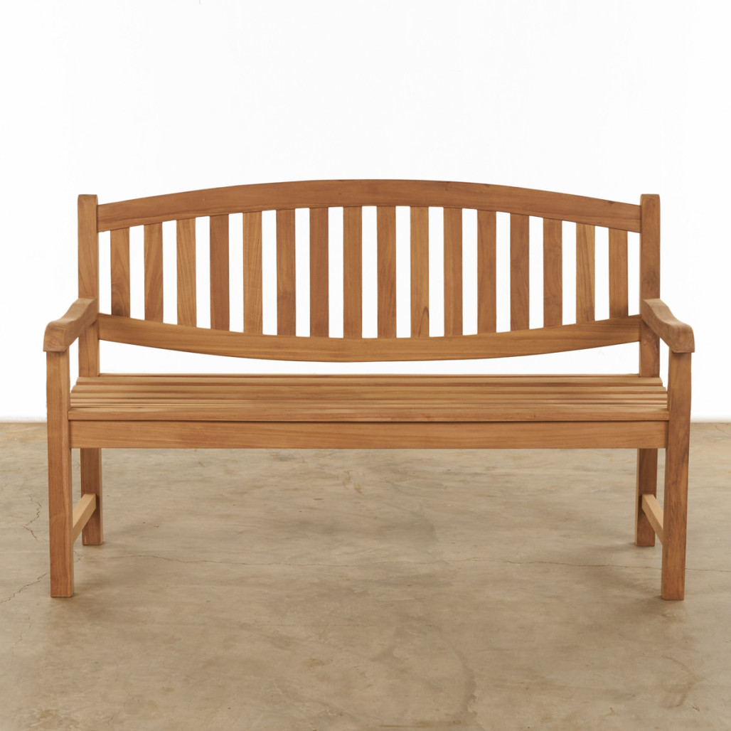 Banco de jardín de teca maciza Hadapo