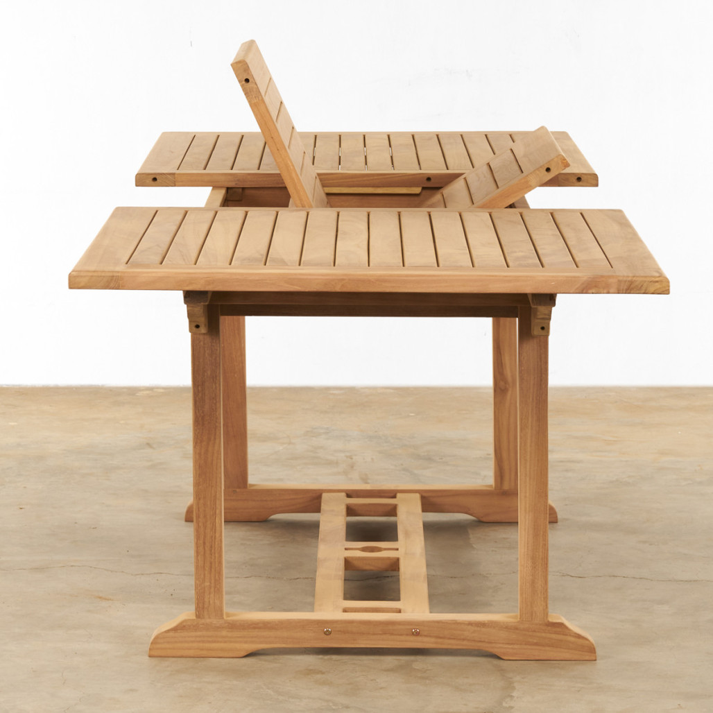 Mesa de jardín de teca maciza con extensión 160/210 Nina Mesa de jardín de teca maciza con extensión 160/210 Nina