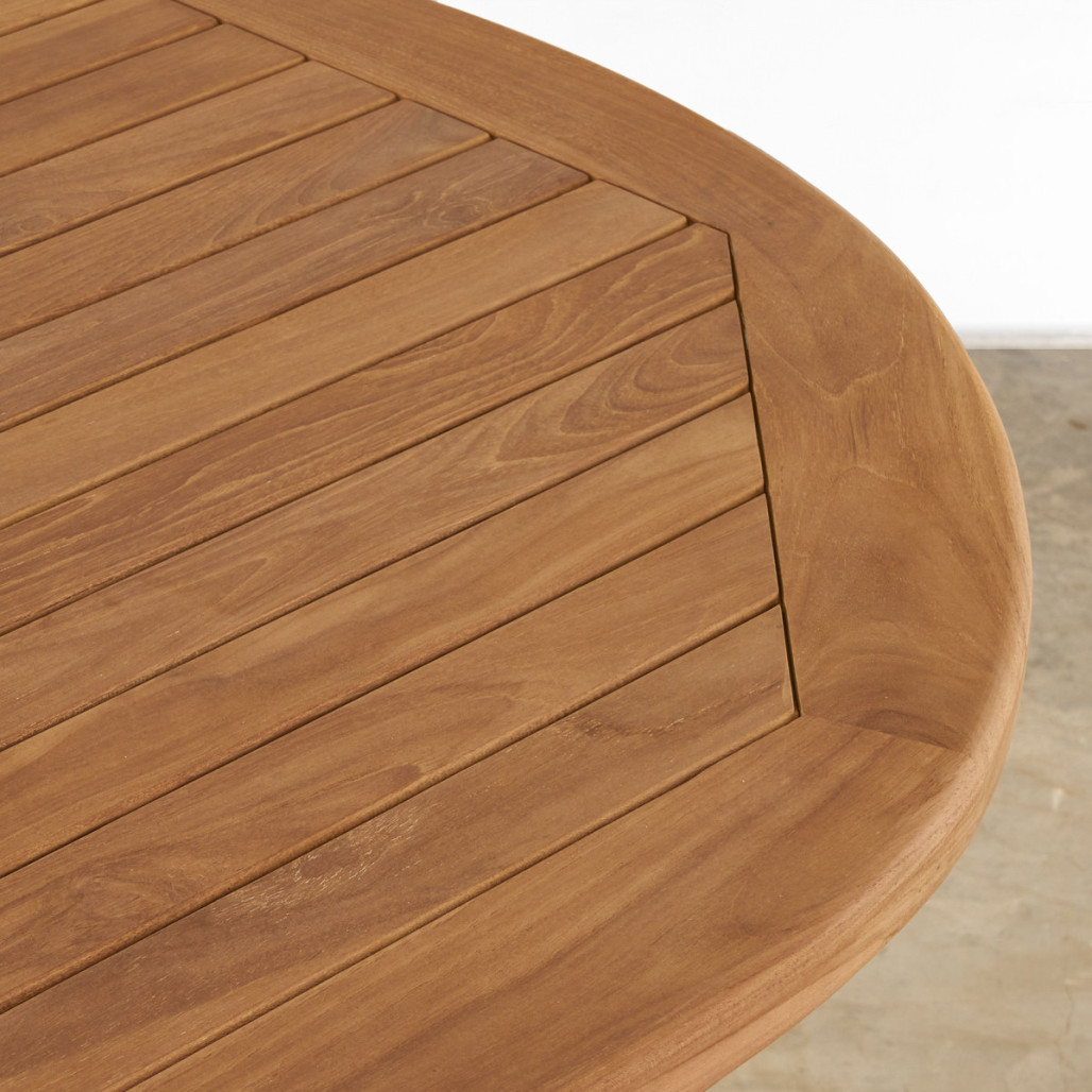 Mesa de jardín ovalada en teca maciza con rallonge160 (210) Nina Mesa de jardín ovalada en teca maciza con rallonge160 (210) Nina