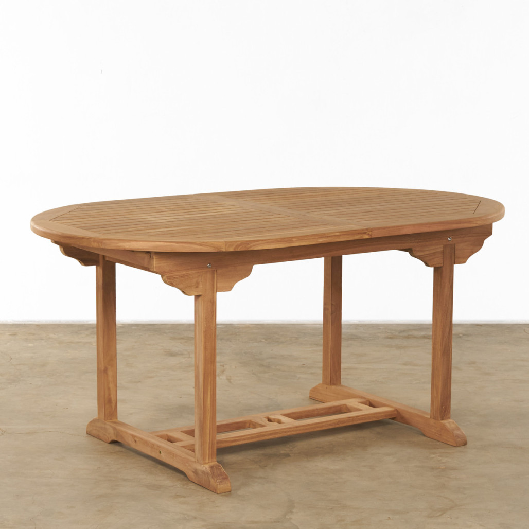 Mesa de jardín ovalada en teca maciza con rallonge160 (210) Nina Mesa de jardín ovalada en teca maciza con rallonge160 (210) Nina