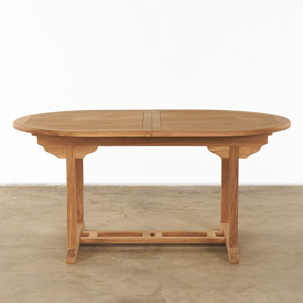 Mesa de jardín ovalada en teca maciza con rallonge160 (210) Nina Mesa de jardín ovalada en teca maciza con rallonge160 (210) Nina