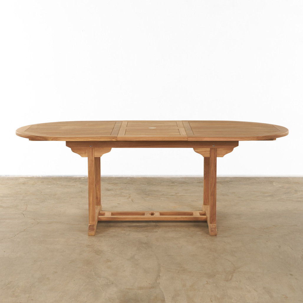 Mesa de jardín ovalada en teca maciza con rallonge160 (210) Nina Mesa de jardín ovalada en teca maciza con rallonge160 (210) Nina