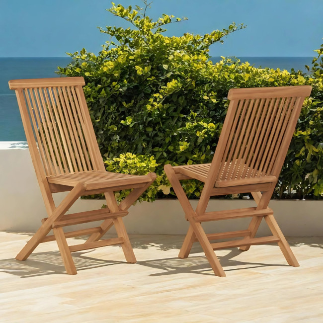 Conjunto de 2 sillas plegables de teca maciza Audrey