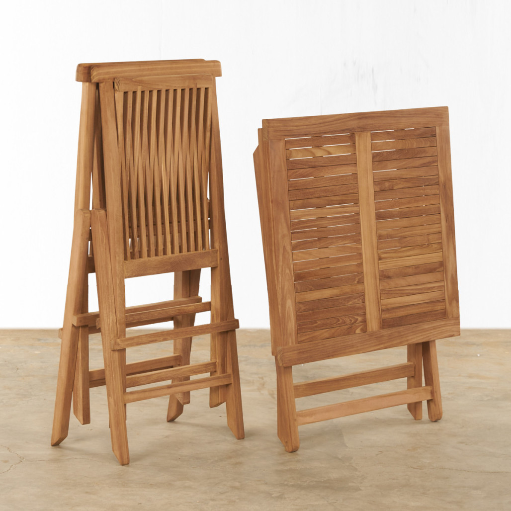 Conjunto de mesa y 2 sillas de jardín de teca Harry Conjunto de mesa y 2 sillas de jardín de teca Harry