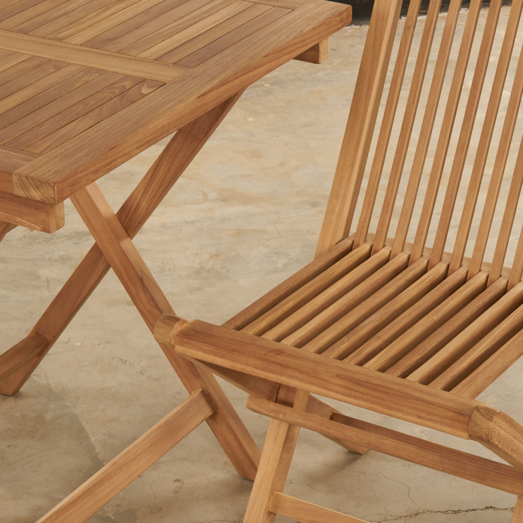 Conjunto de mesa y 2 sillas de jardín de teca Harry Conjunto de mesa y 2 sillas de jardín de teca Harry