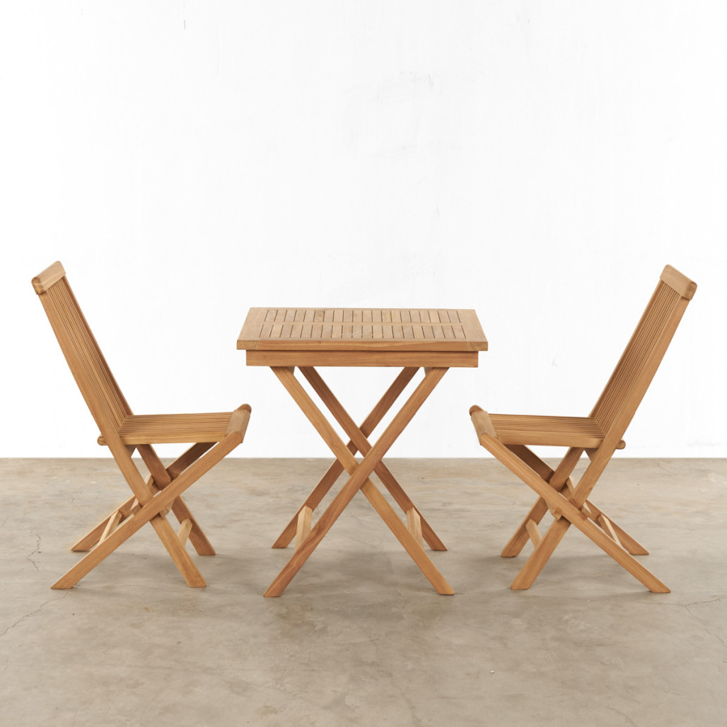 Conjunto de mesa y 2 sillas de jardín de teca Harry Conjunto de mesa y 2 sillas de jardín de teca Harry