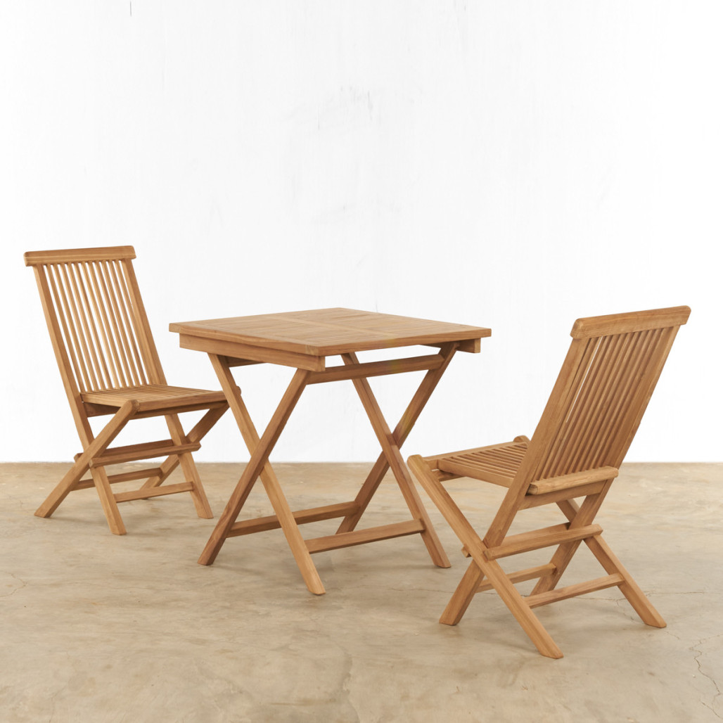 Conjunto de mesa y 2 sillas de jardín de teca Harry Conjunto de mesa y 2 sillas de jardín de teca Harry