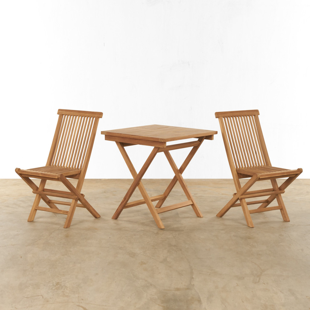 Conjunto de mesa y 2 sillas de jardín de teca Harry Conjunto de mesa y 2 sillas de jardín de teca Harry