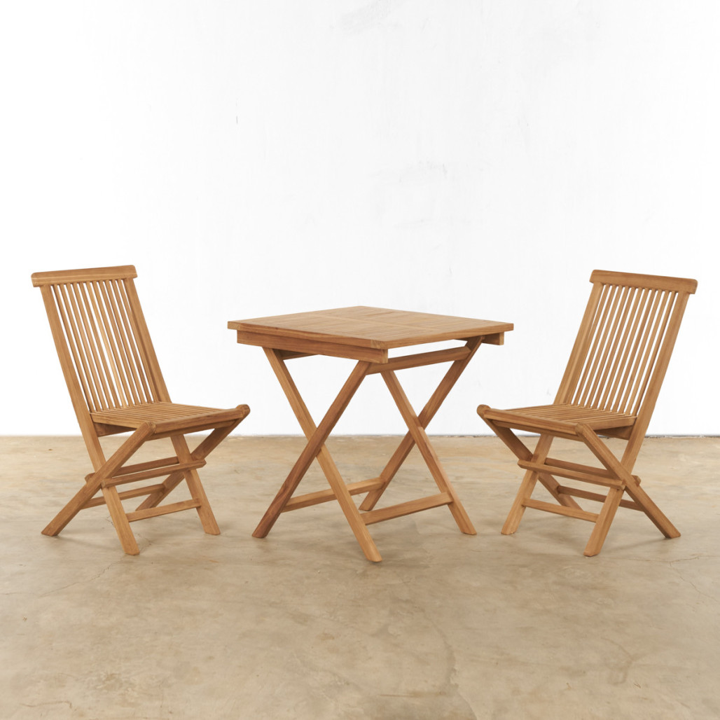 Conjunto de mesa y 2 sillas de jardín de teca Harry Conjunto de mesa y 2 sillas de jardín de teca Harry