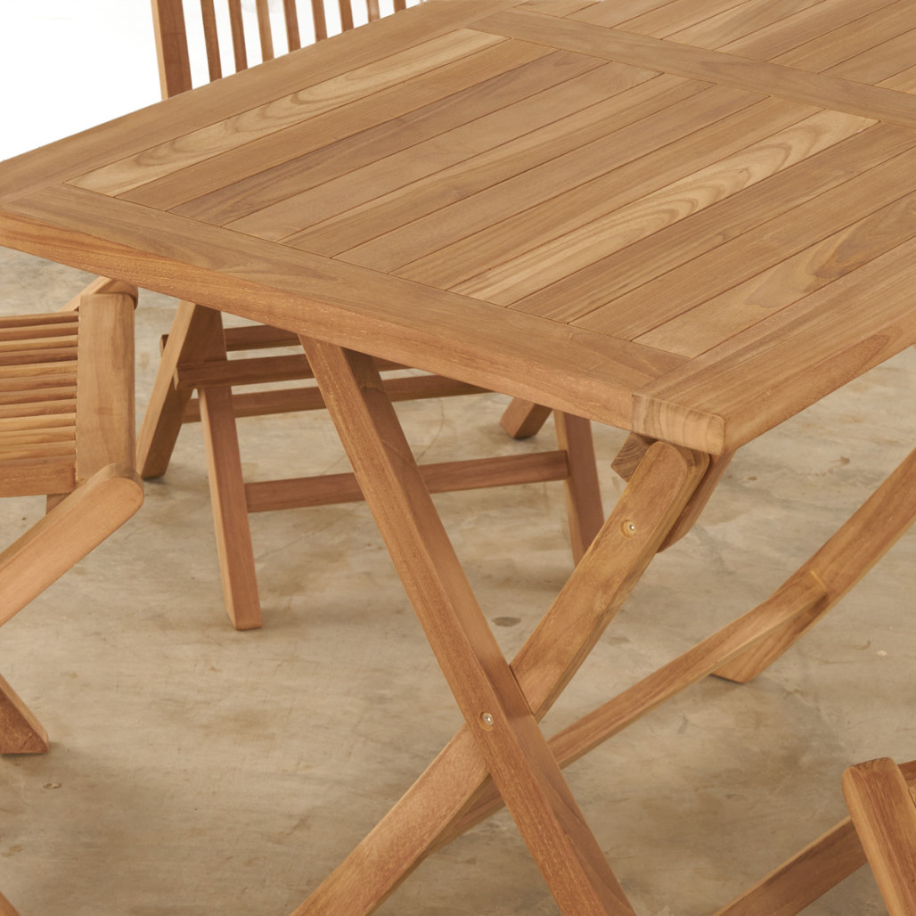 Conjunto de mesa y 4 sillas de jardín en teca Harry Conjunto de mesa y 4 sillas de jardín en teca Harry