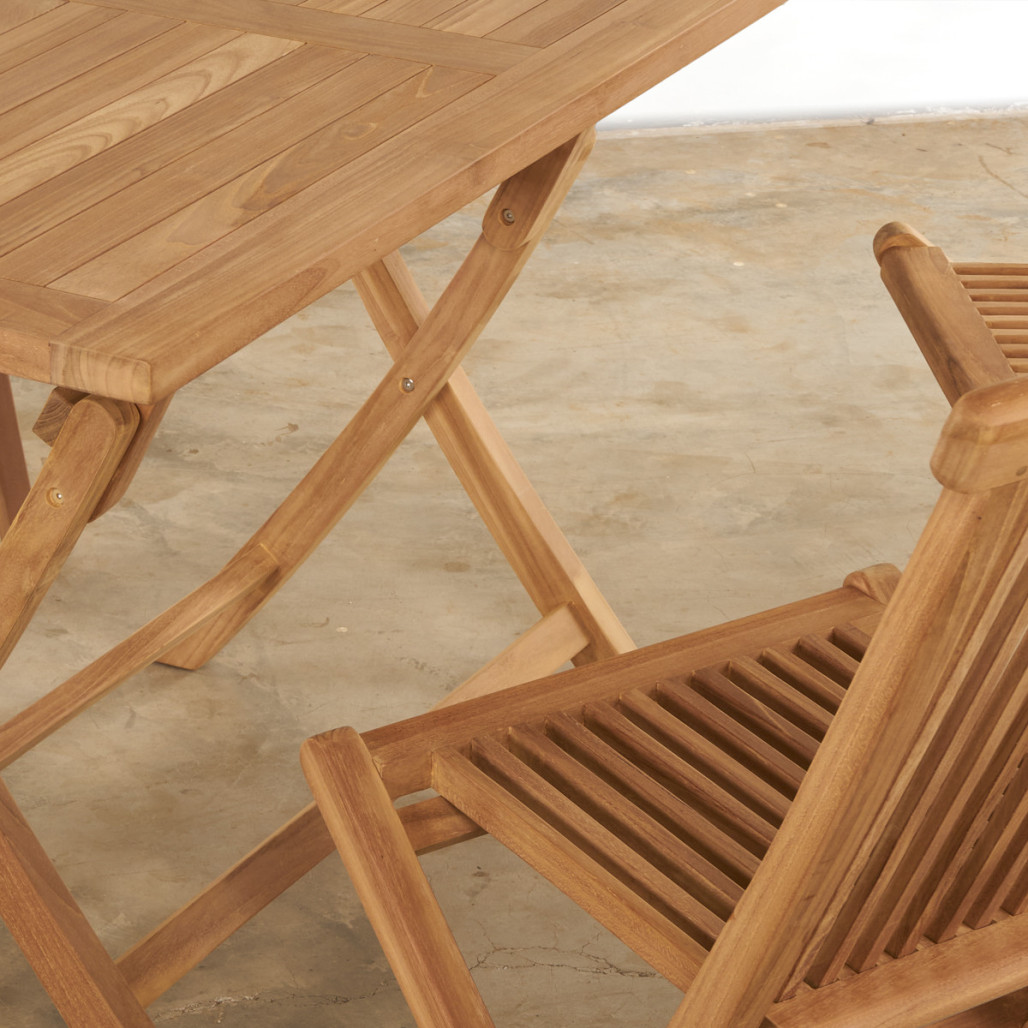 Conjunto de mesa y 4 sillas de jardín en teca Harry Conjunto de mesa y 4 sillas de jardín en teca Harry