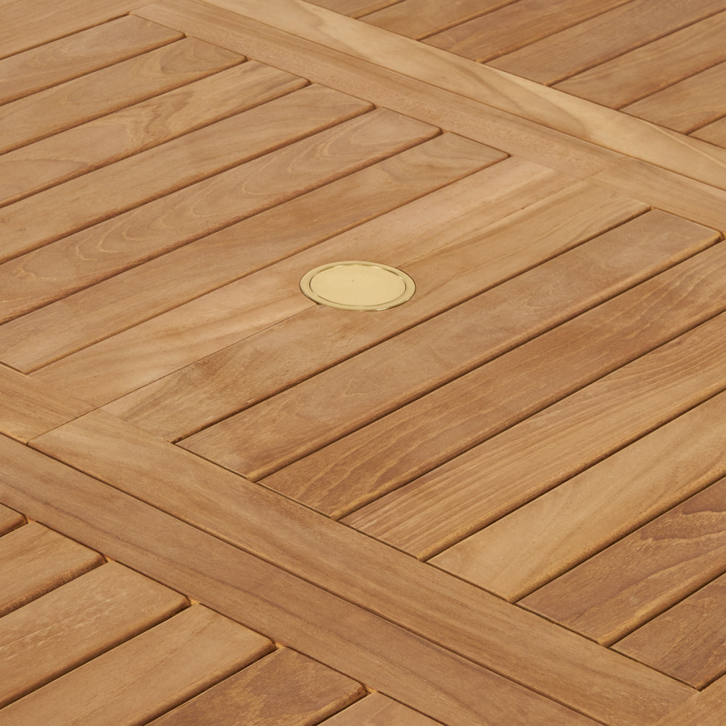 Conjunto de mesa de jardín extensible y 6 sillas plegables en teca maciza