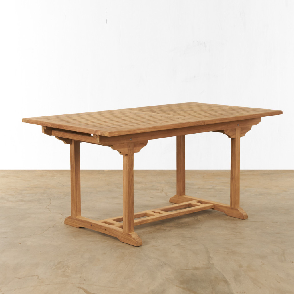 Conjunto de mesa de jardín extensible y 6 sillas plegables en teca maciza