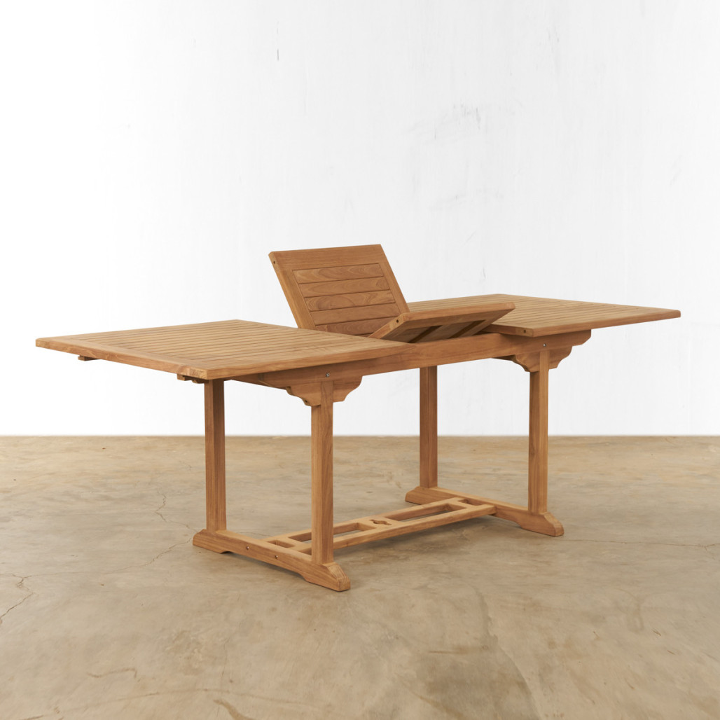 Conjunto de mesa de jardín extensible y 6 sillas plegables en teca maciza