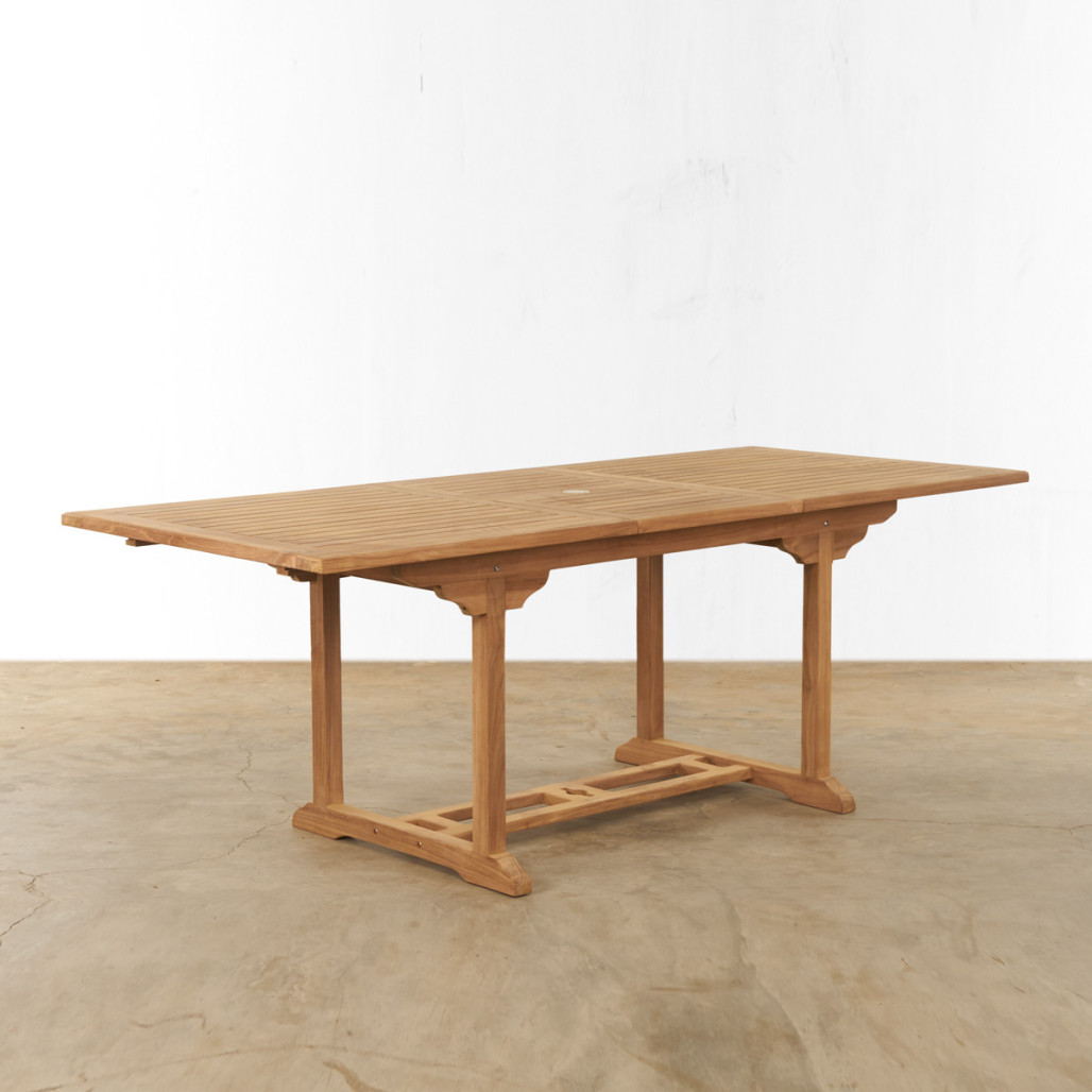 Conjunto de mesa de jardín extensible y 6 sillas plegables en teca maciza