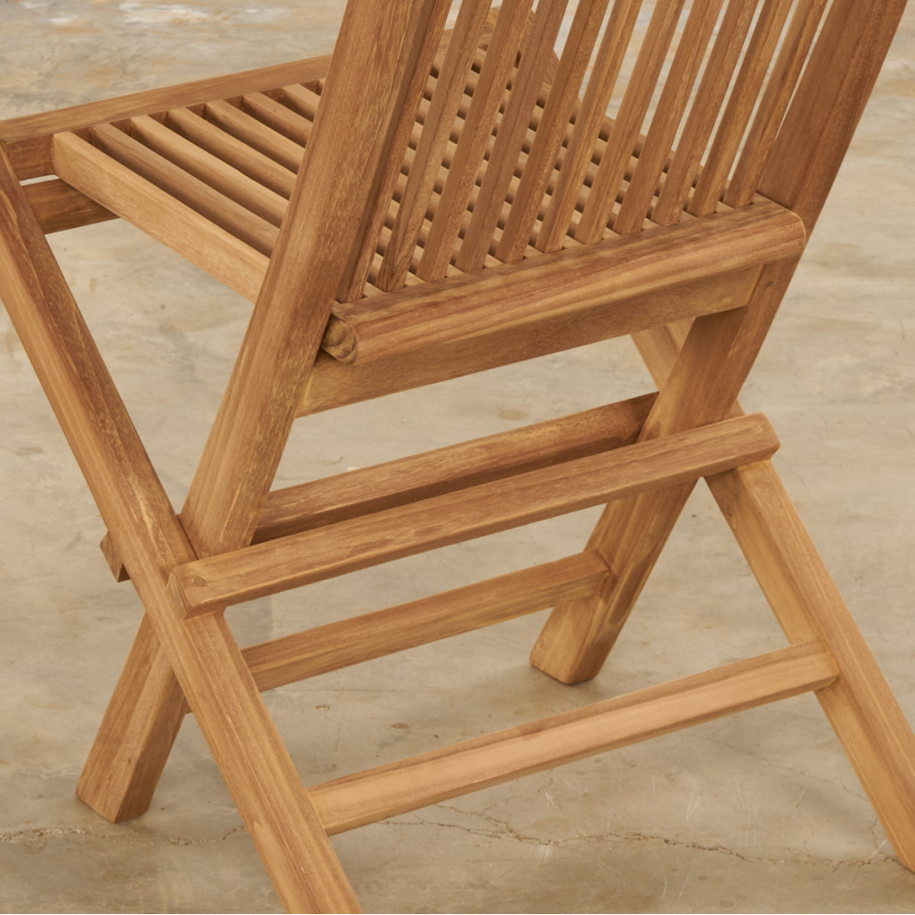 Conjunto de mesa de jardín extensible y 6 sillas plegables en teca maciza