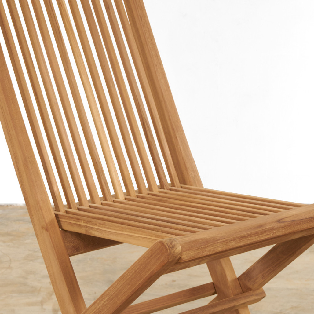 Conjunto de mesa de jardín extensible y 6 sillas plegables en teca maciza