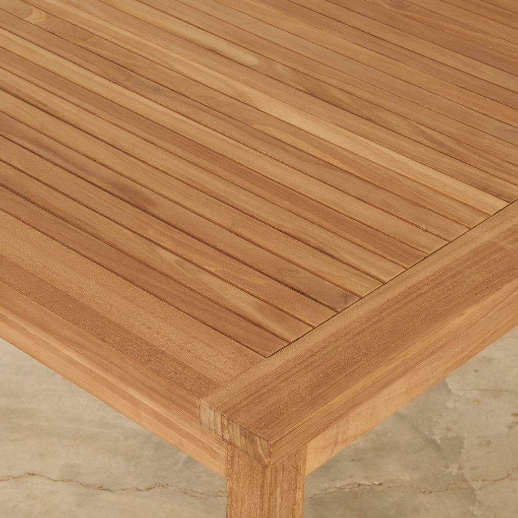 Conjunto de mesa de jardín y 4 sillas plegables en teca maciza