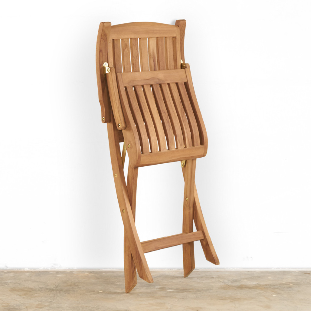 Conjunto de mesa de jardín y 4 sillas plegables en teca maciza