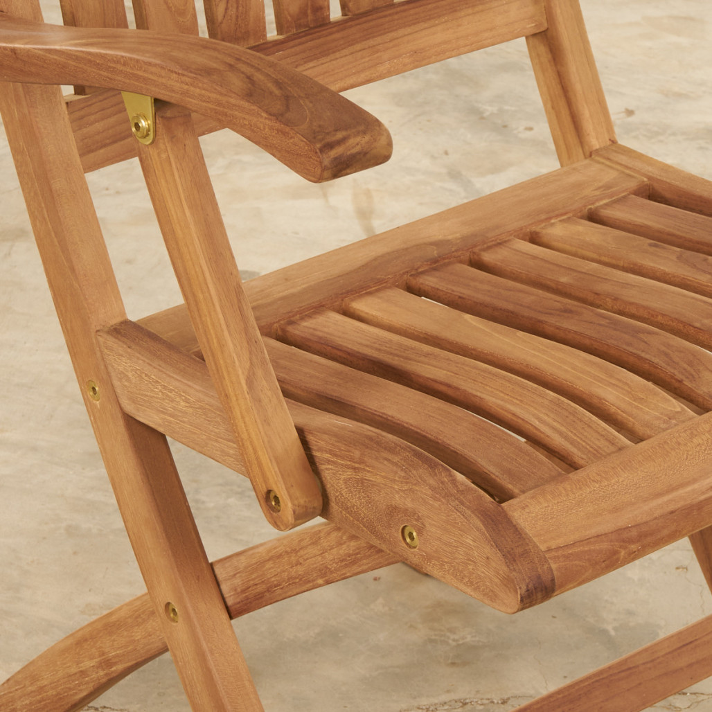 Conjunto de mesa de jardín y 4 sillas plegables en teca maciza