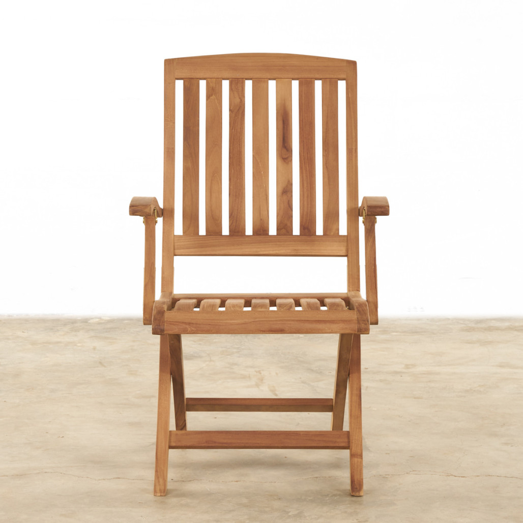 Conjunto de mesa de jardín y 4 sillas plegables en teca maciza