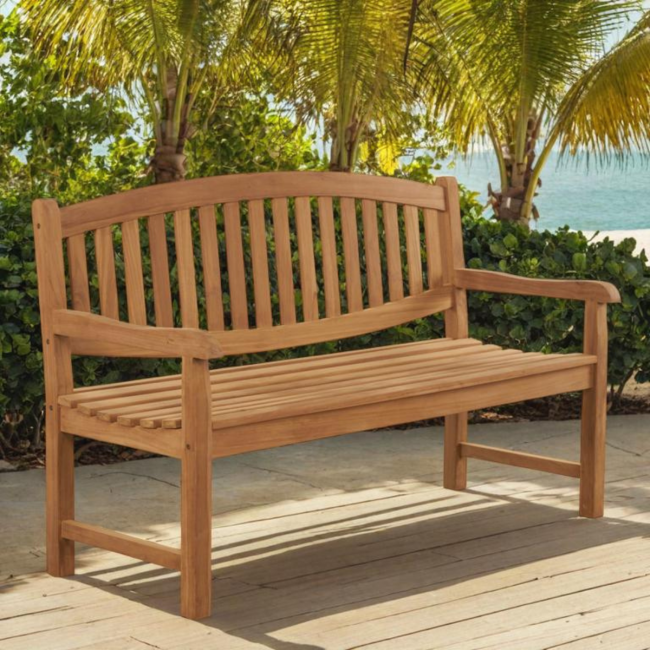 Banco de jardín de teca maciza Hadapo