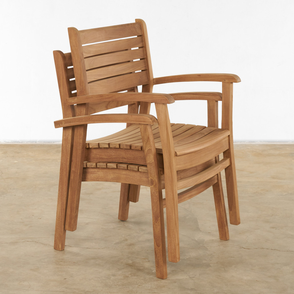 Conjunto de mesa de jardín y 4 sillones de teca maciza