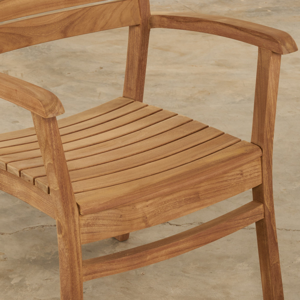 Conjunto de mesa de jardín y 4 sillones de teca maciza