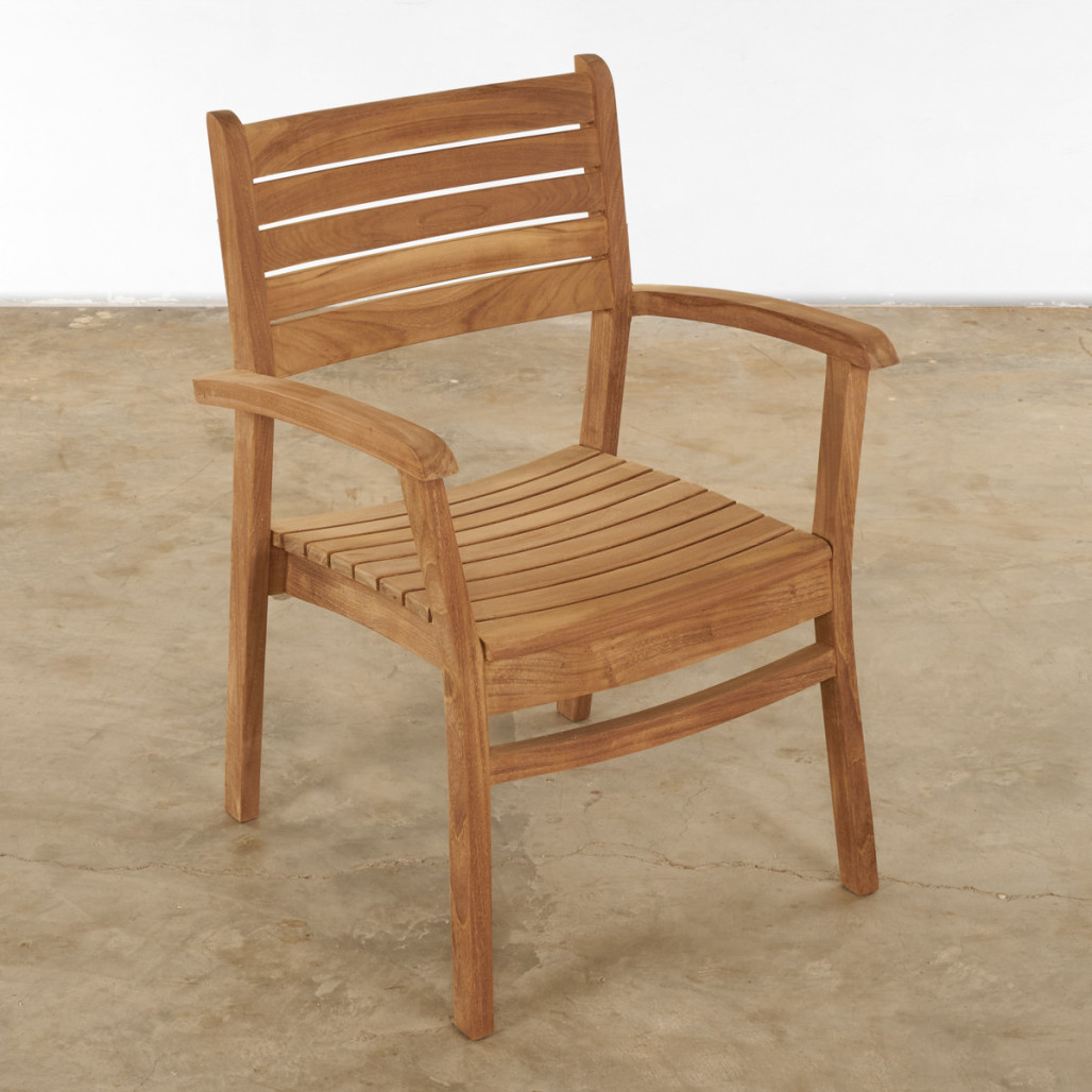 Conjunto de mesa de jardín y 4 sillones de teca maciza