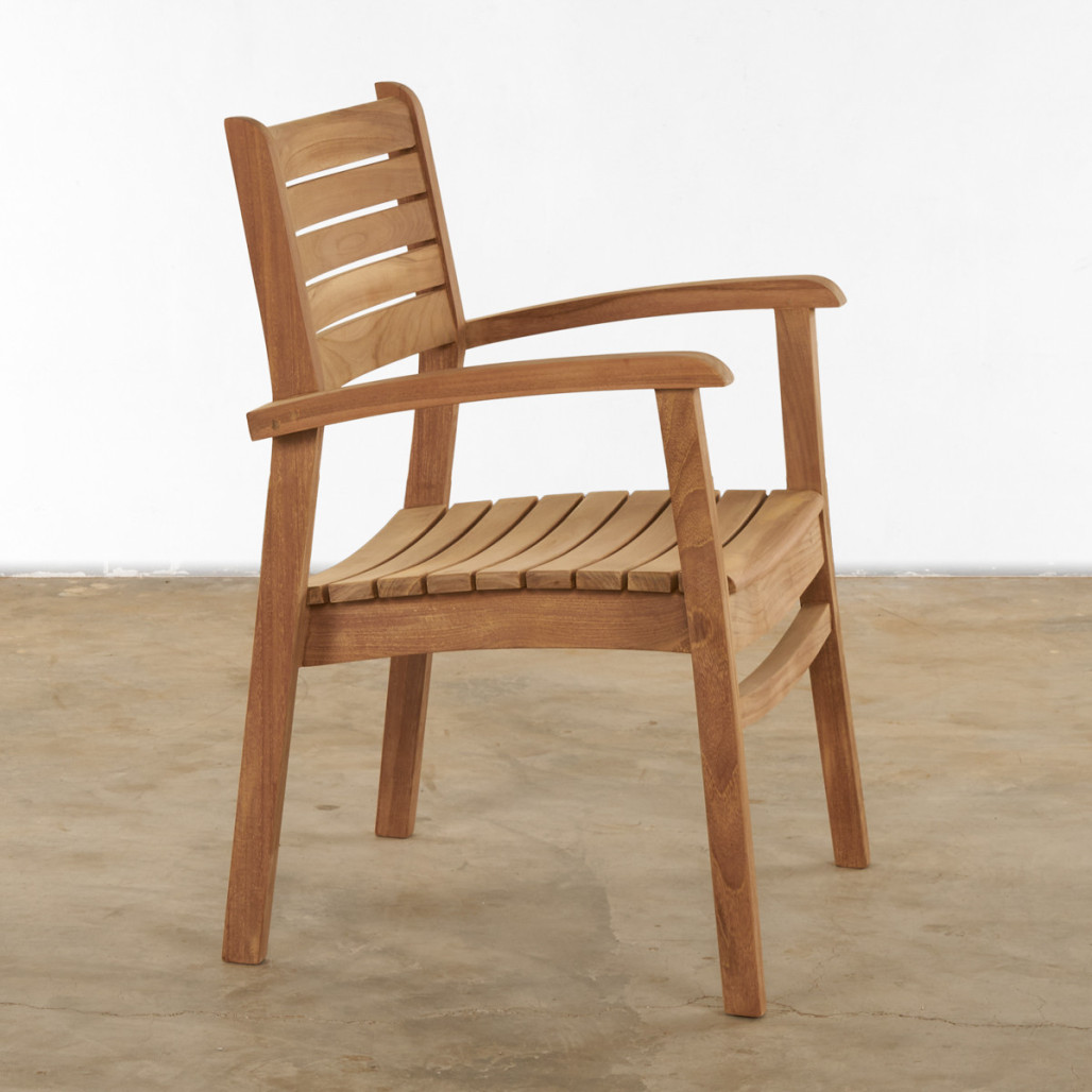 Conjunto de mesa de jardín y 4 sillones de teca maciza