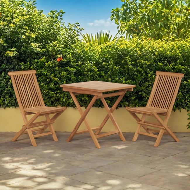 Conjunto de mesa y 2 sillas de jardín de teca Harry