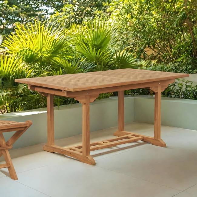 Mesa de jardín de teca maciza con extensión 160/210 Nina