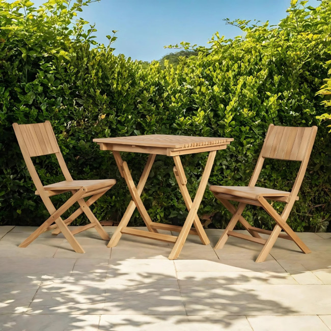 Conjunto de Mesa de jardín de teca y sillas plegables - Wanda Collection