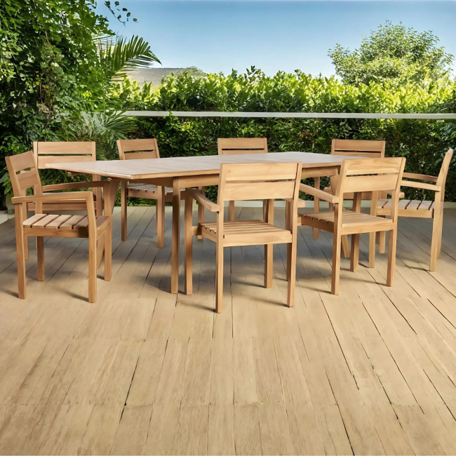 Conjunto de Mesa extensible de jardín y sillas de teca - Wanda Collection