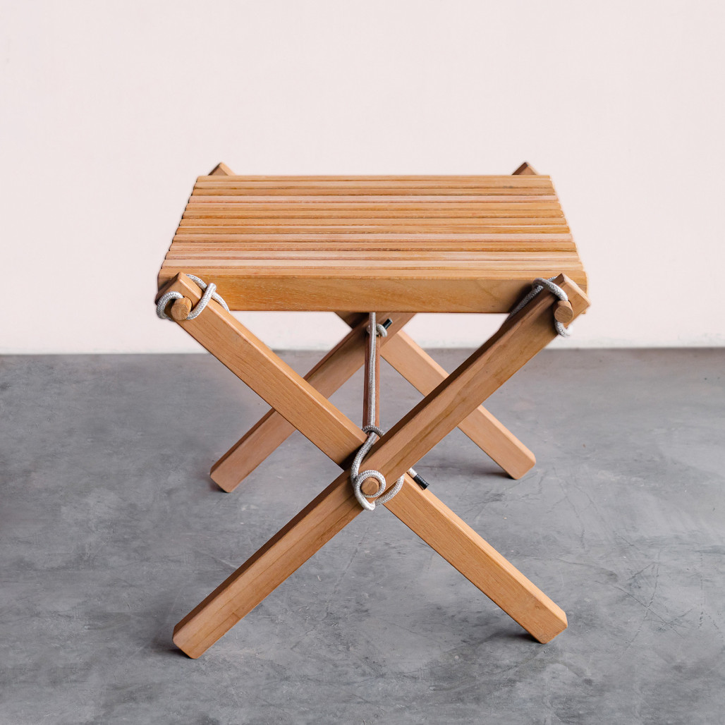 Mesa baja de jardín de teca blanco Relax