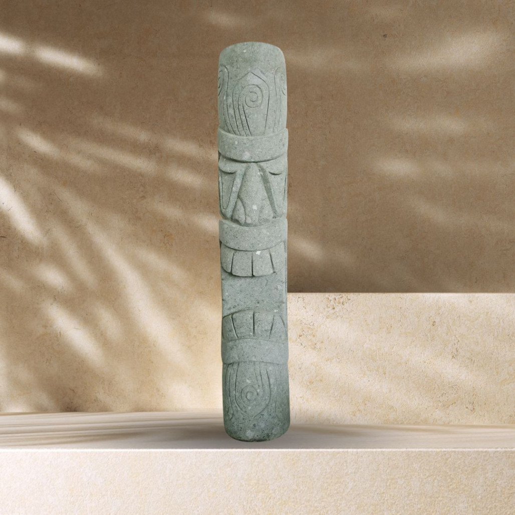 Estatua de jardín tiki de piedra volcánica zen 150cm