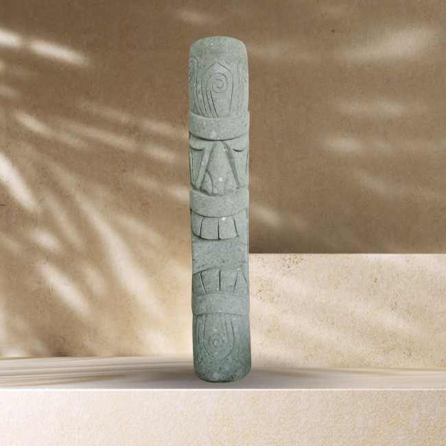 Estatua de jardín tiki de piedra volcánica zen 150cm