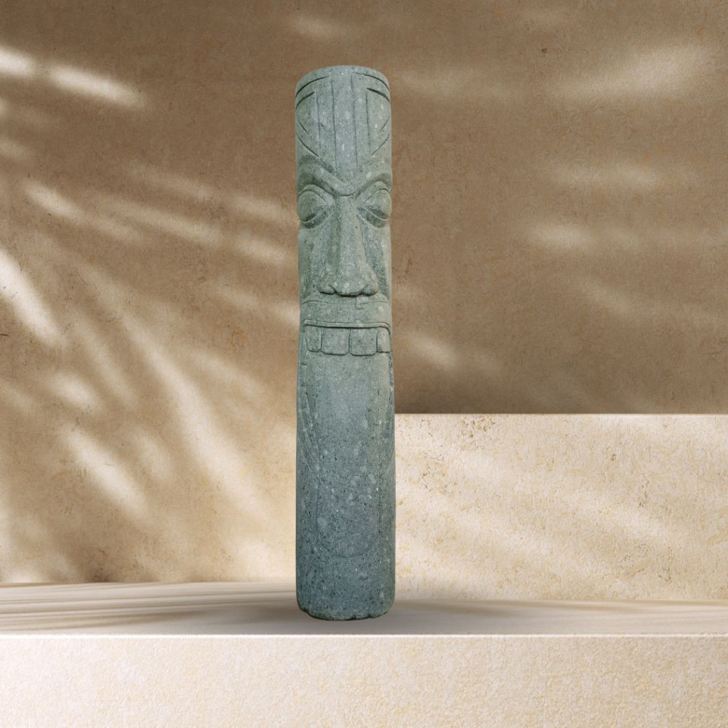 Estatua de jardín tiki en piedra volcánica 1,50m zen