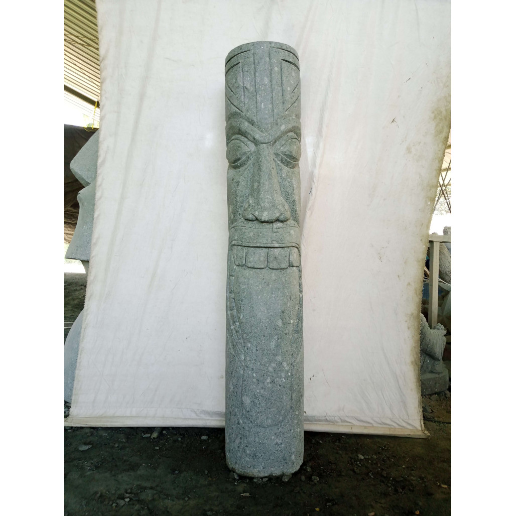 Estatua de jardín tiki en piedra volcánica 1,50m zen