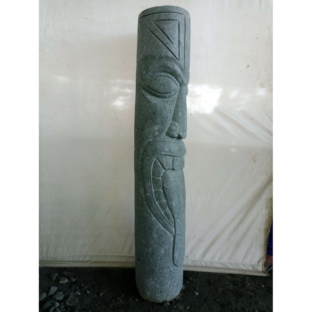 Estatua de jardín tiki en piedra volcánica 1,50m zen