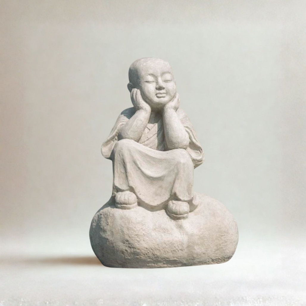 Estatua Monje Shaolín pensativo | Decoración zen interior